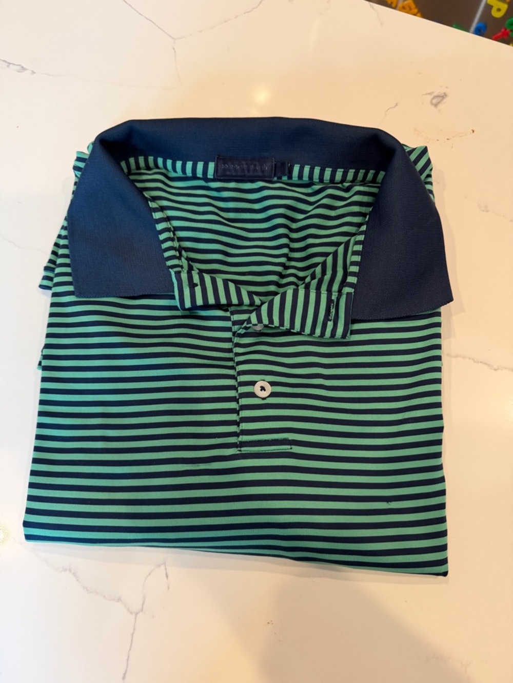 Southern Marsh Green and Navy Striped Polo